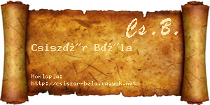 Csiszár Béla névjegykártya