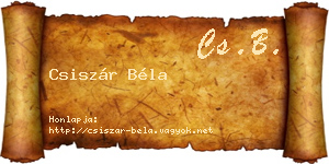 Csiszár Béla névjegykártya